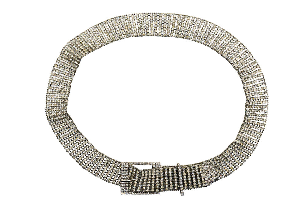 Shannon Silver Crystal Waist Belt