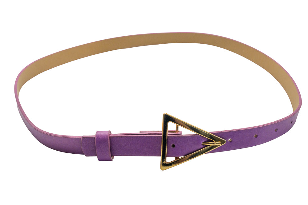 Triona Purple Slim Belt with Gold Triangle Buckle