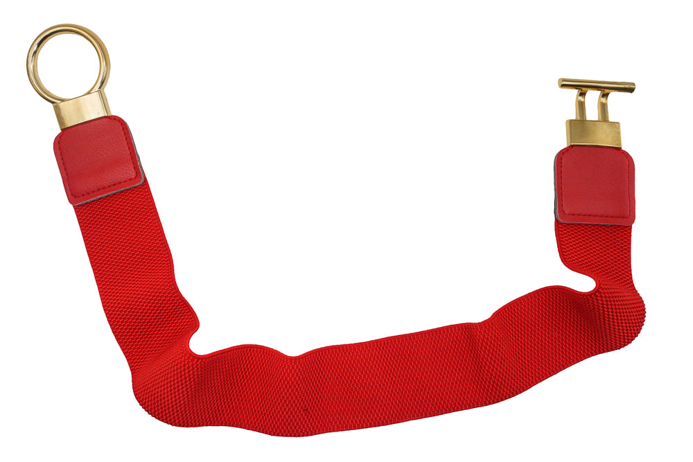 Gina Red Stretch Waist Belt with Gold Buckle