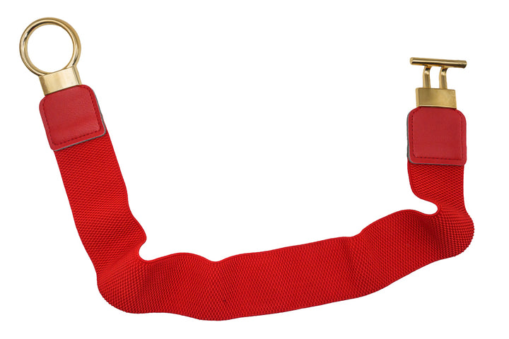 Gina Red Stretch Waist Belt with Gold Buckle