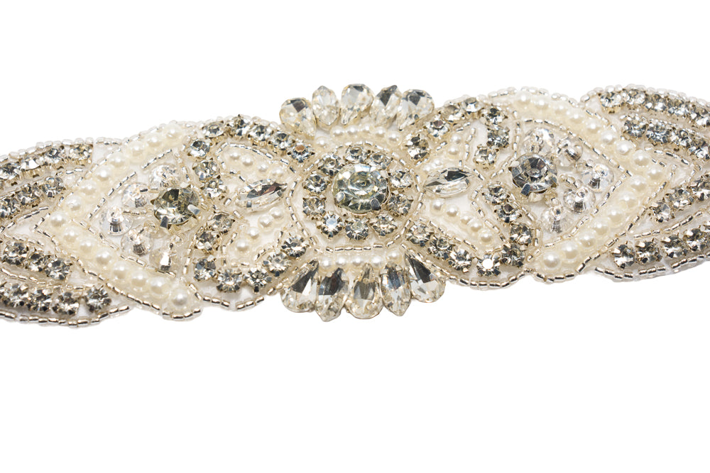 Becky Crystal Pearl Bridal Sash Belt