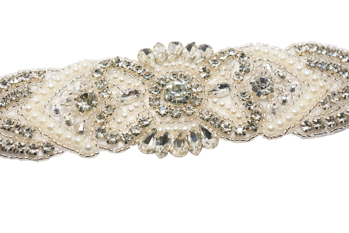 Becky Crystal Pearl Bridal Sash Belt