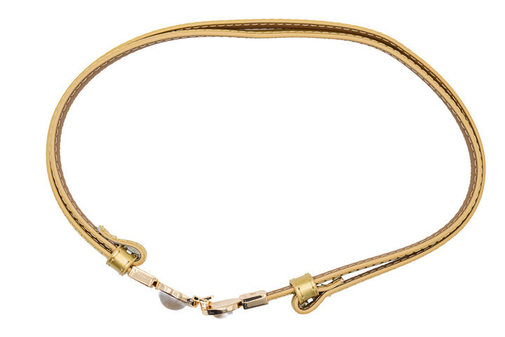 Pamela Slim Gold  Belt with Pearl Buckle