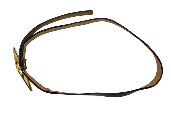 Rosie Black Slim Belt with Gold Diamond Buckle