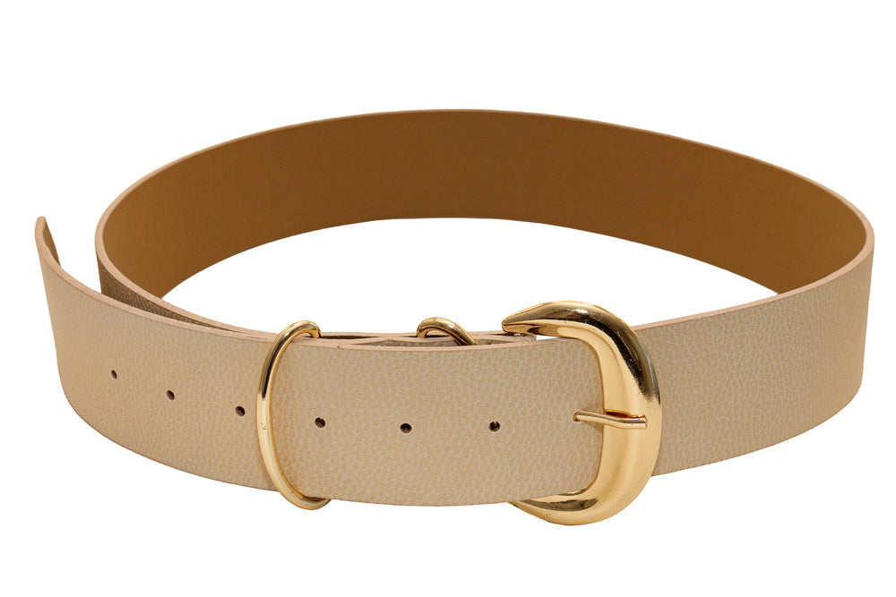 Brenda Beige Gold Buckle Belt