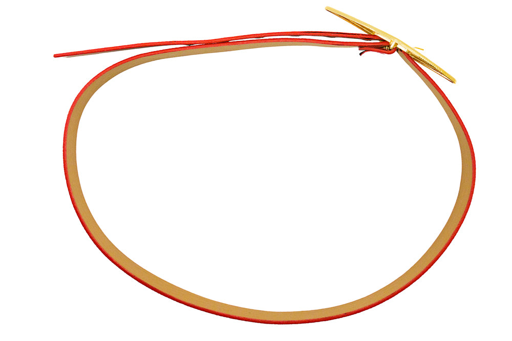 Rosie Red Skinny Belt with Gold Geometric Buckle