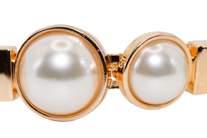Pamela Slim Gold  Belt with Pearl Buckle