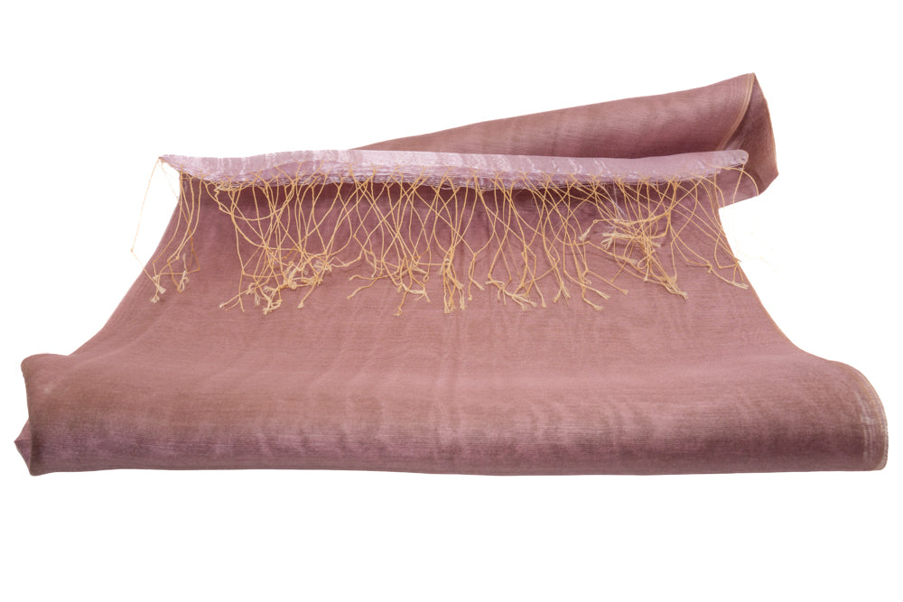 Rose Mauve Sheer Pashmina with Metallic Border & Tassel Fringe