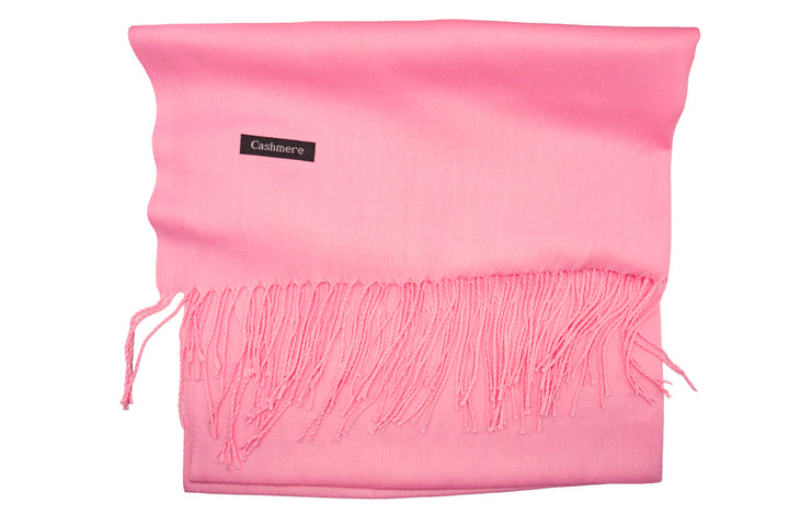 Nadia Bubblegum Soft-Touch Pashmina Scarf with Tassel Fringe