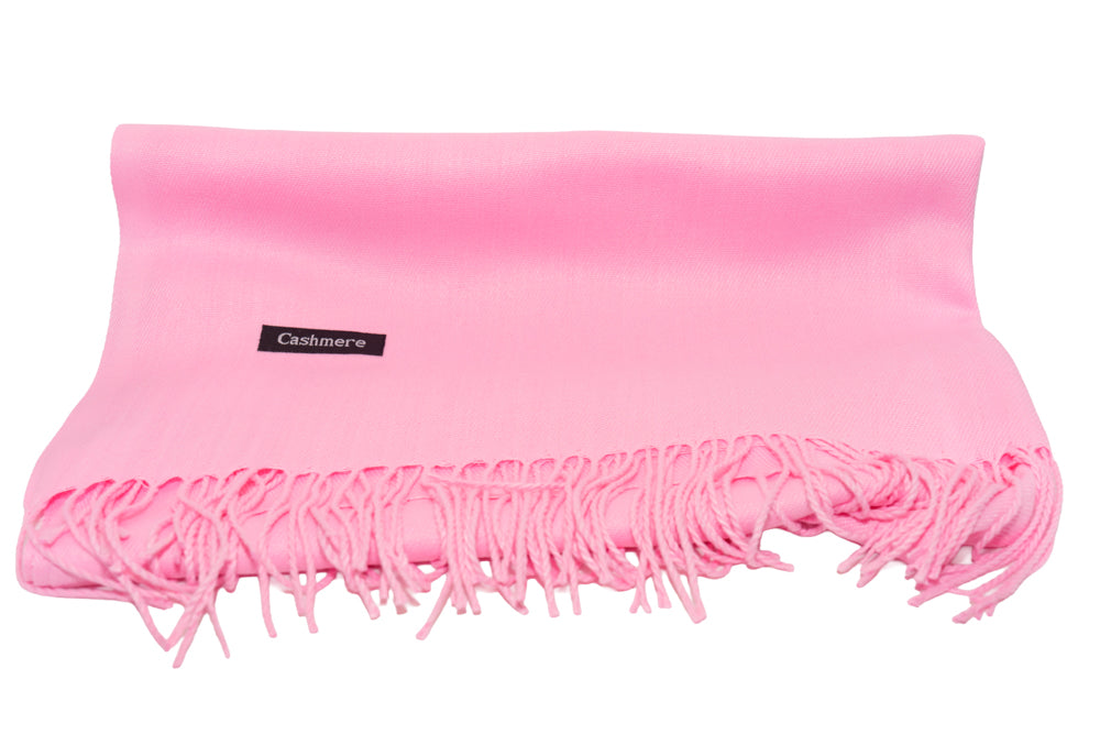 Nadia Bubblegum Soft-Touch Pashmina Scarf with Tassel Fringe