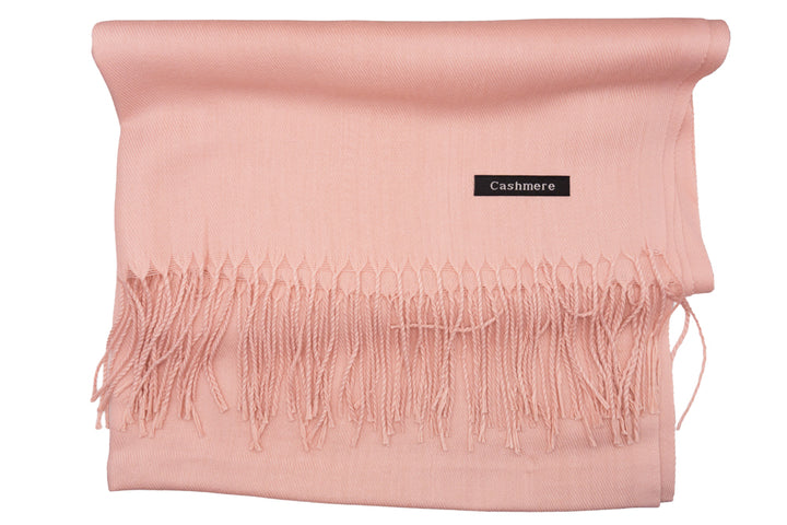 Nadia Dusty Pink Soft-Touch Pashmina Scarf with Tassel Fringe