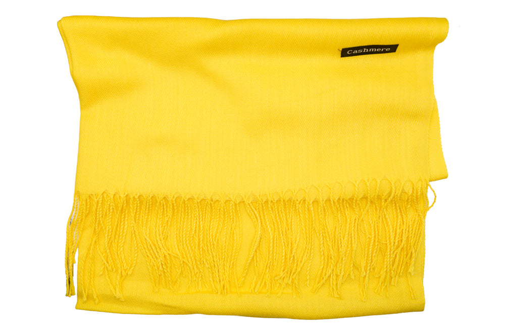 Nadia Sunshine Yellow Soft-Touch Pashmina Scarf with Tassel Fringe