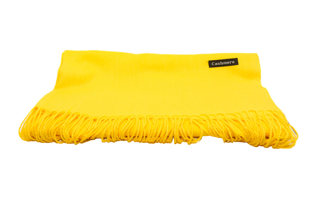 Nadia Sunshine Yellow Soft-Touch Pashmina Scarf with Tassel Fringe