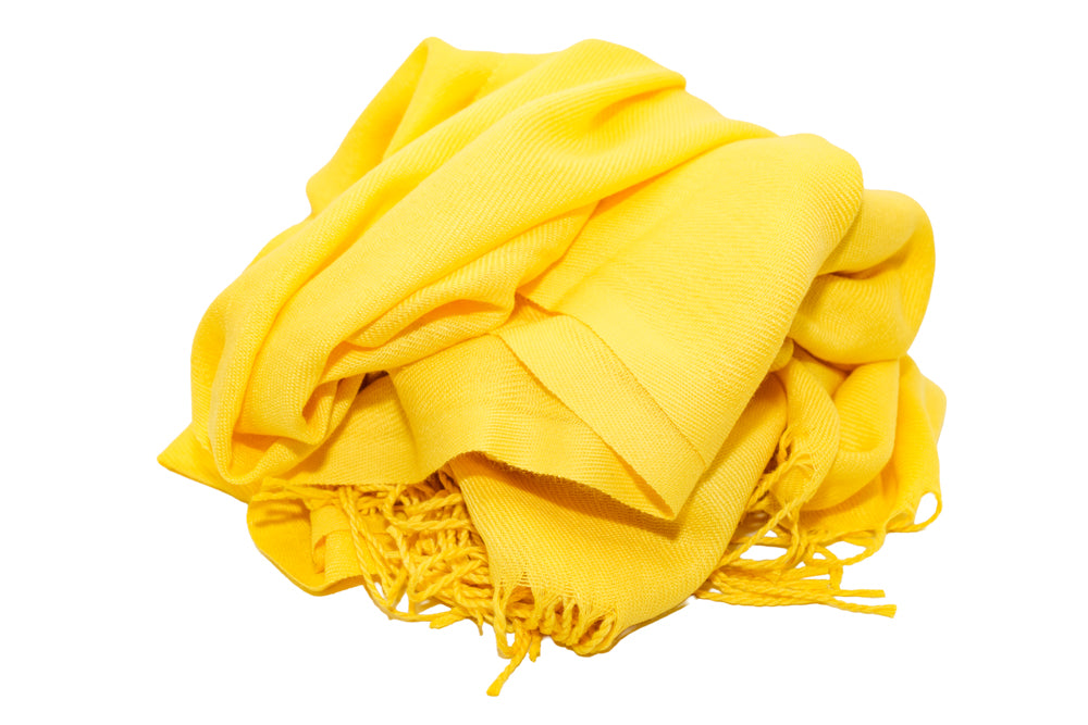 Nadia Sunshine Yellow Soft-Touch Pashmina Scarf with Tassel Fringe