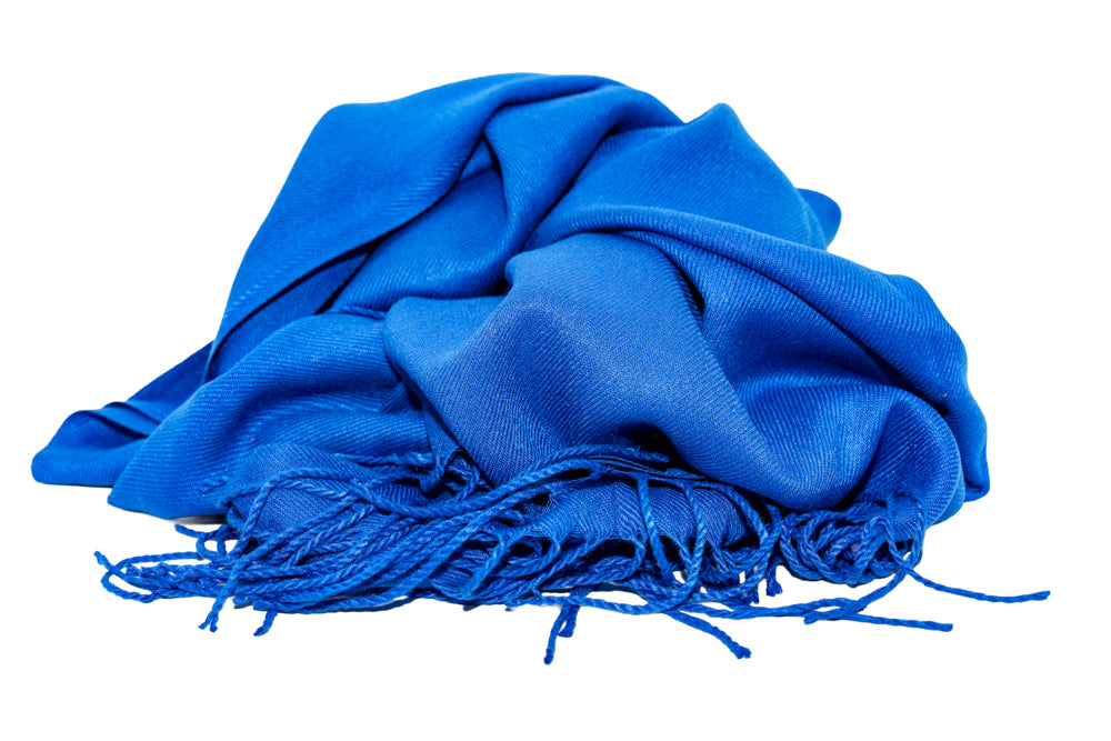 Nadia Cobalt Blue Soft-Touch Pashmina Scarf with Tassel Fringe
