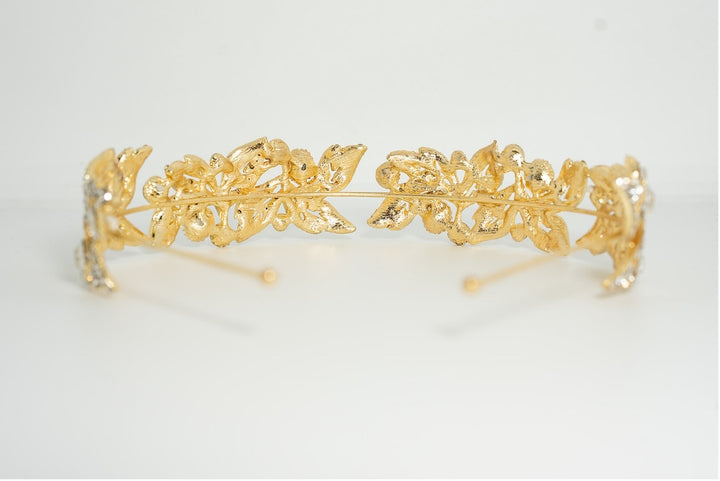 Jane Gold Crystal Leaf Headband