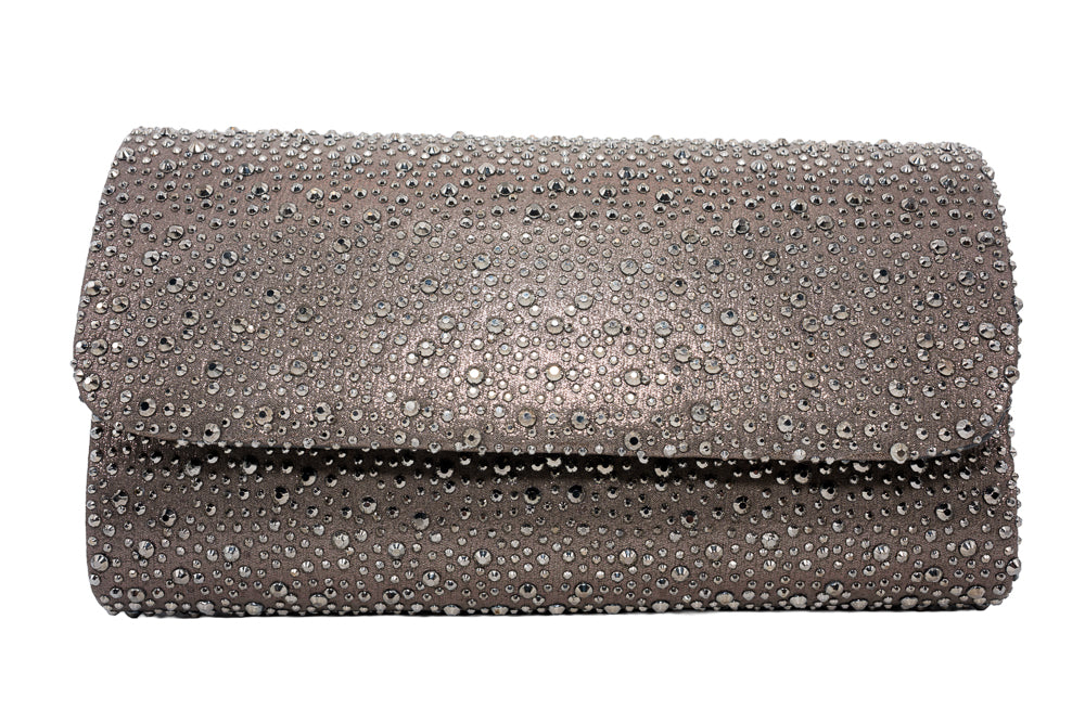 Dee Grey Stone Embellished Clutch Bag