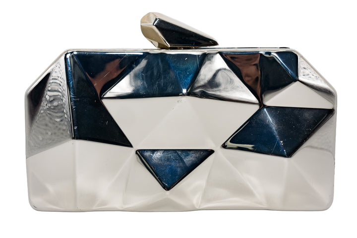 Lisa Silver Geometric Clutch Bag