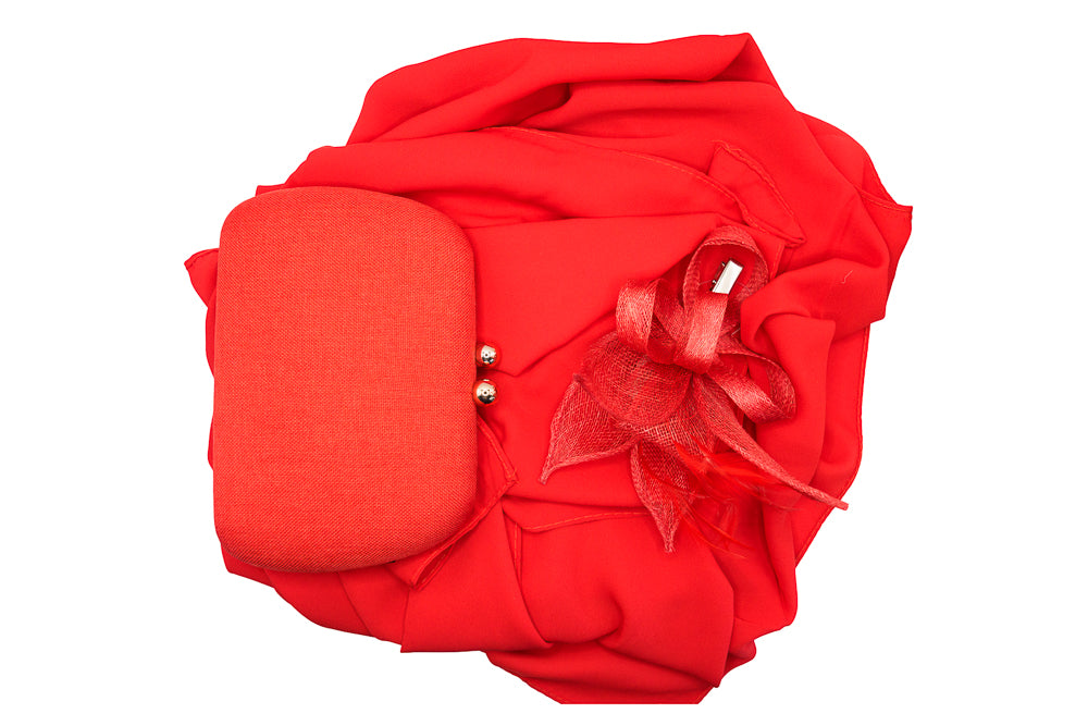 Rosie Red Occasion Bundle – Matching Fascinator, Handbag & Chiffon Pashmina Set