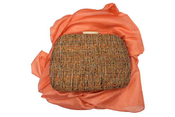 Matching Set Brown Bag and Orange Pashmina Bundle