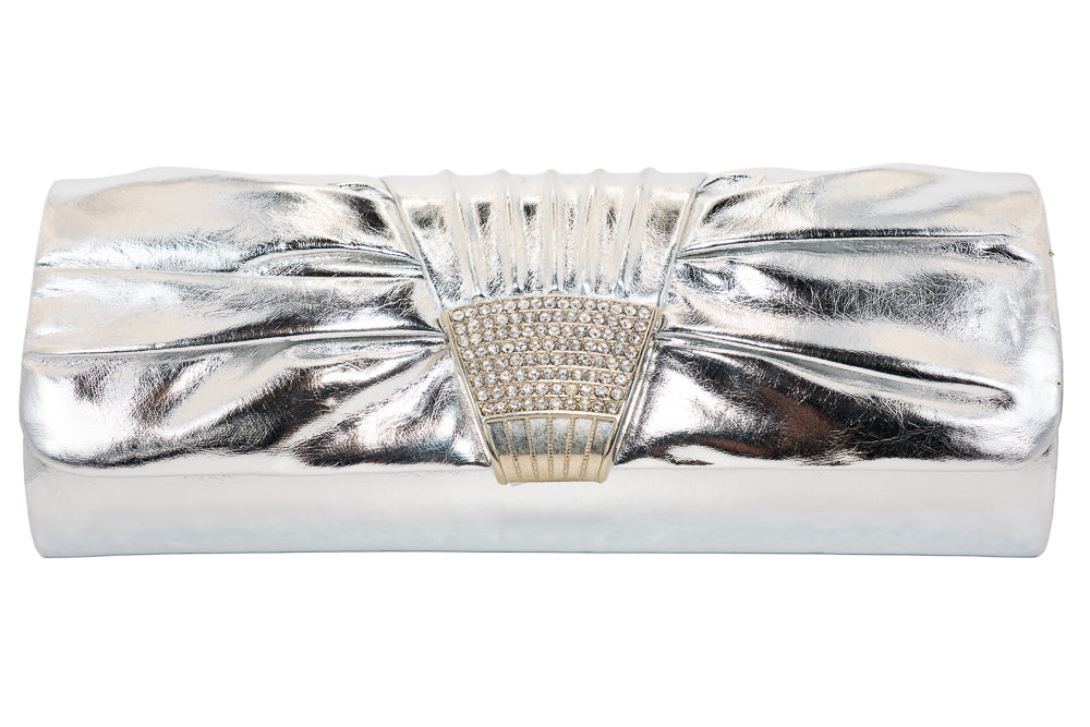 Maggie Metallic Silver Evening Clutch Handbag
