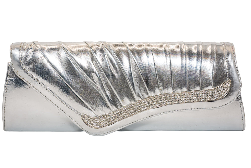 Margot Metallic Silver Evening Clutch Bag
