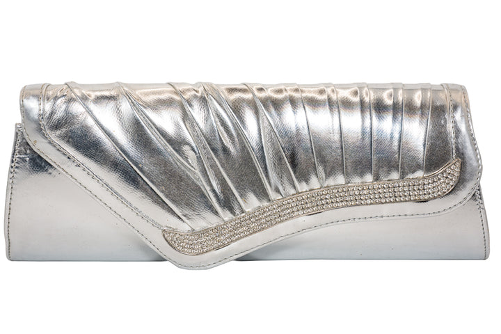 Margot Metallic Silver Evening Clutch Bag