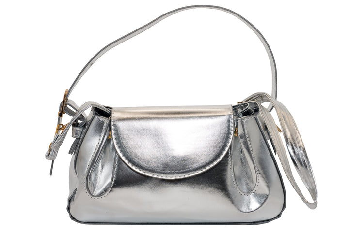 Glenda Metallic Silver Shoulder Handbag
