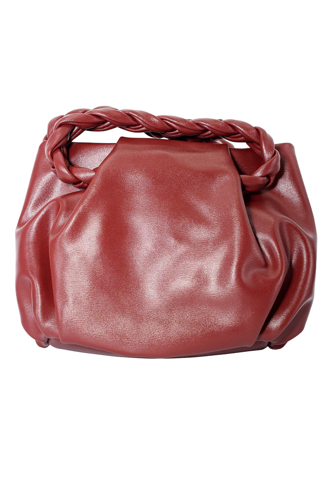 Poppy Burdundy Wine Plait Handle Handbag