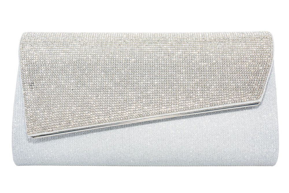 Ciara Silver Diamante Clutch Bag