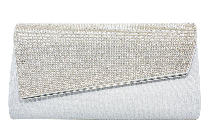 Ciara Silver Diamante Clutch Bag