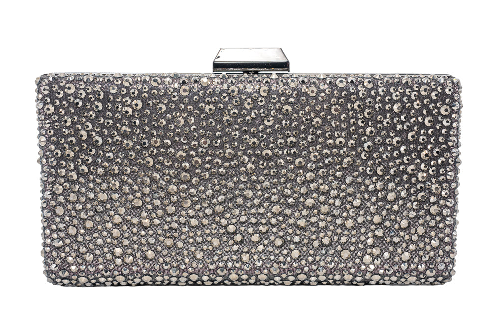 Amy Grey Embellished Clutch Bag