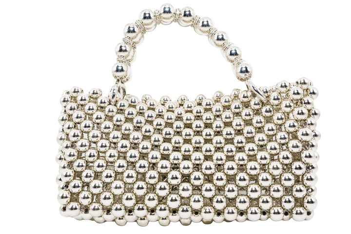 Bobbi Silver Beaded Handbag