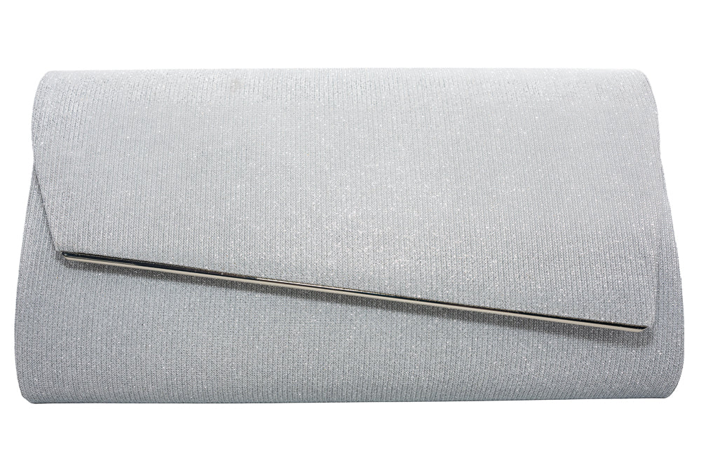 Silver Glitter Clutch Bag
