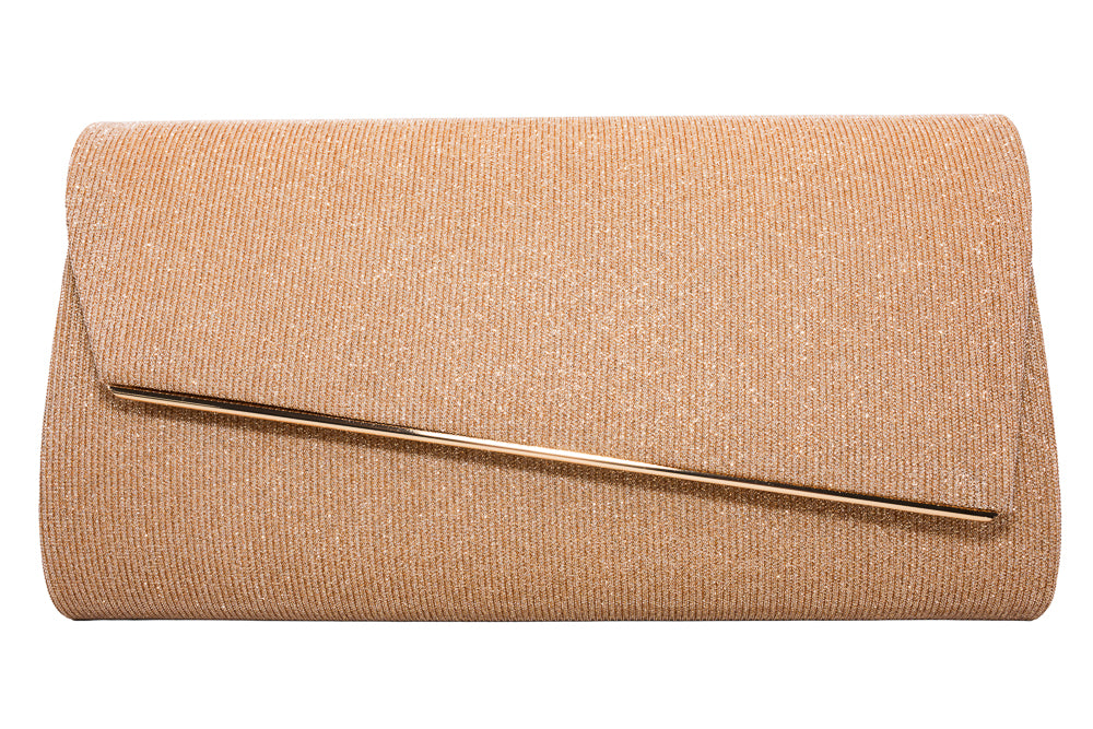 Ciara Champagne Gold Glitter Clutch Bag