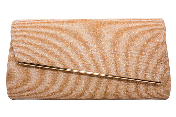 Ciara Champagne Gold Glitter Clutch Bag