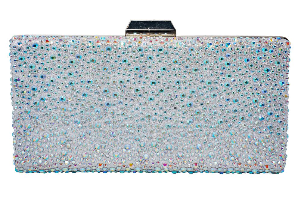 Amy Silver Diamante AB Clutch Bag