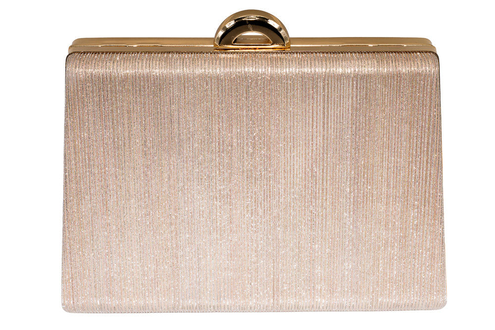 Lola Champagne Gold Shimmer Box Clutch