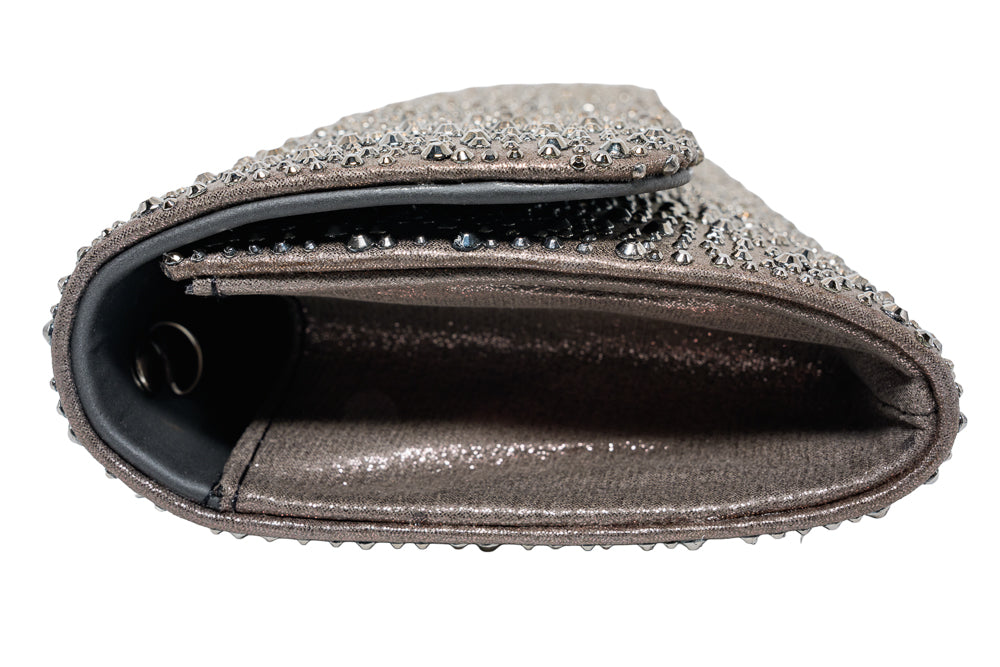 Dee Grey Stone Embellished Clutch Bag