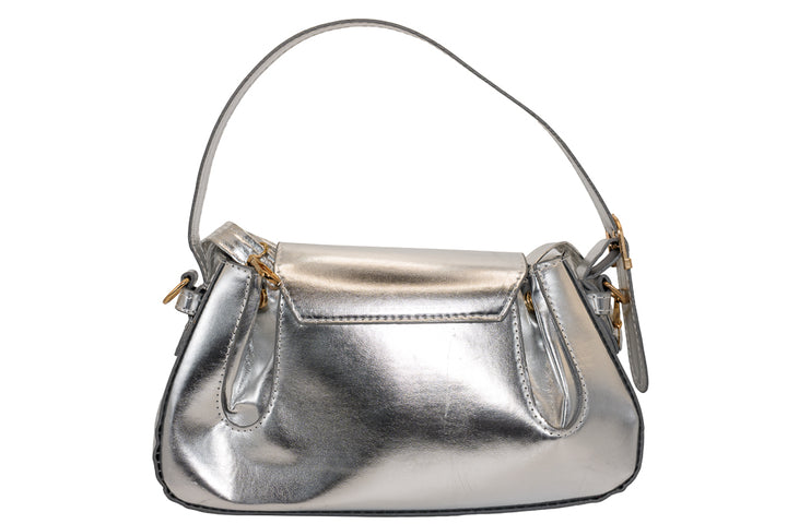 Glenda Metallic Silver Shoulder Handbag