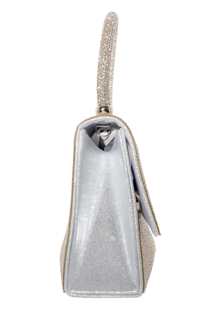 Lorrie Diamante Silver Handbag