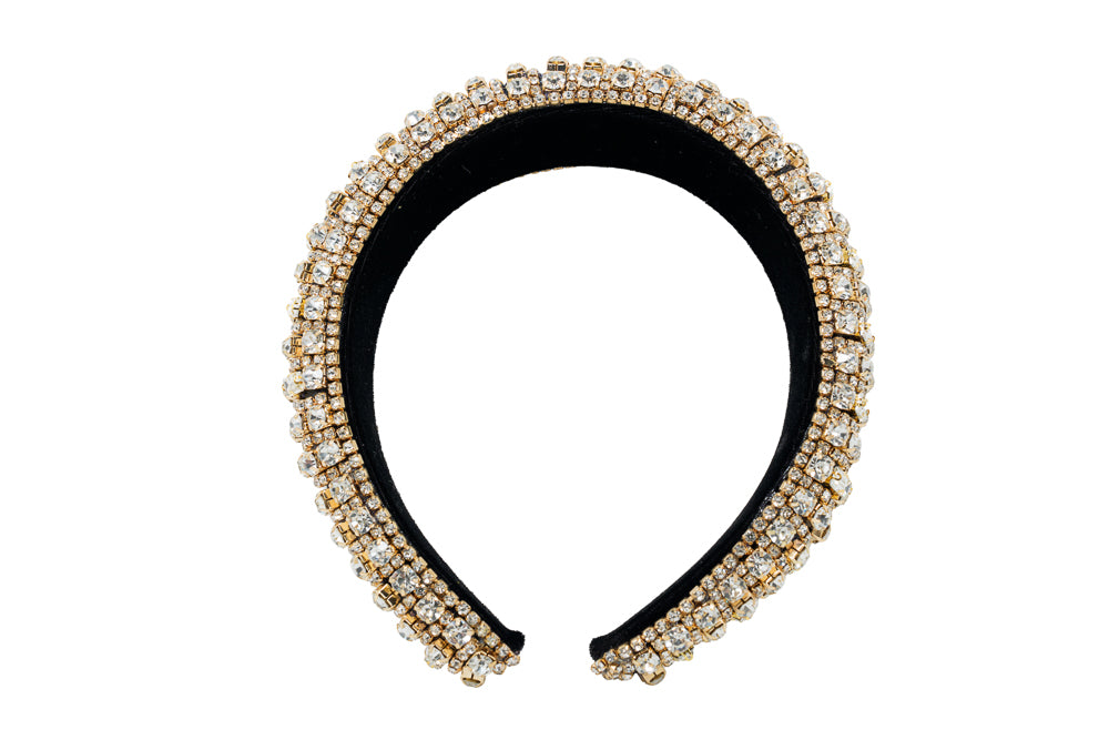 Hilary Luxury Gold Crystal Padded Headband