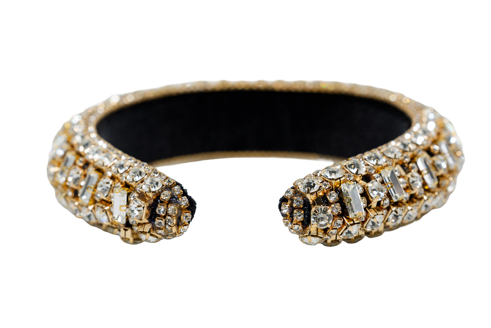 Hilary Luxury Gold Crystal Padded Headband