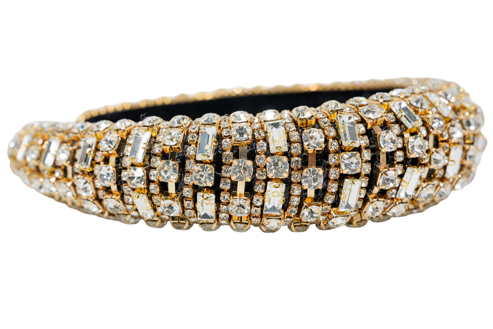 Hilary Luxury Gold Crystal Padded Headband