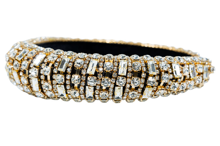 Hilary Luxury Gold Crystal Padded Headband