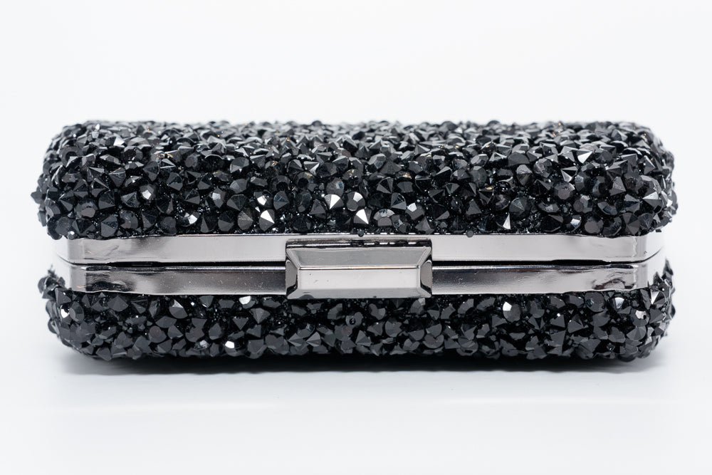 Molly Black Crystal Clutch Bag