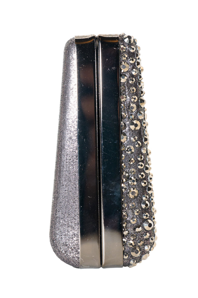 Amy Grey Embellished Clutch Bag