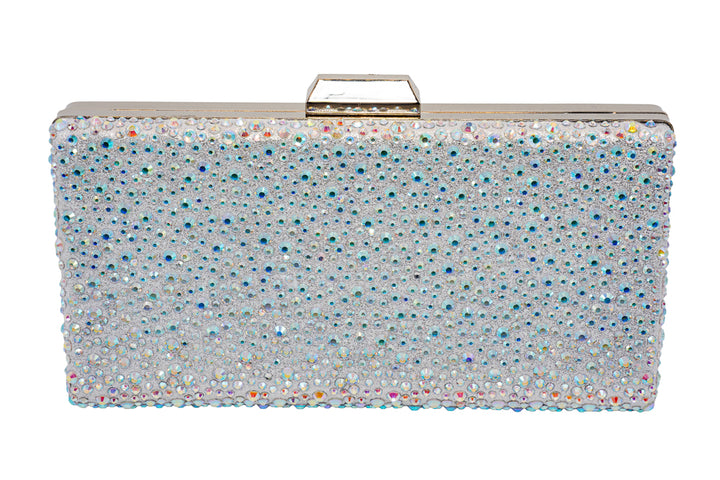 Amy Silver Diamante AB Clutch Bag