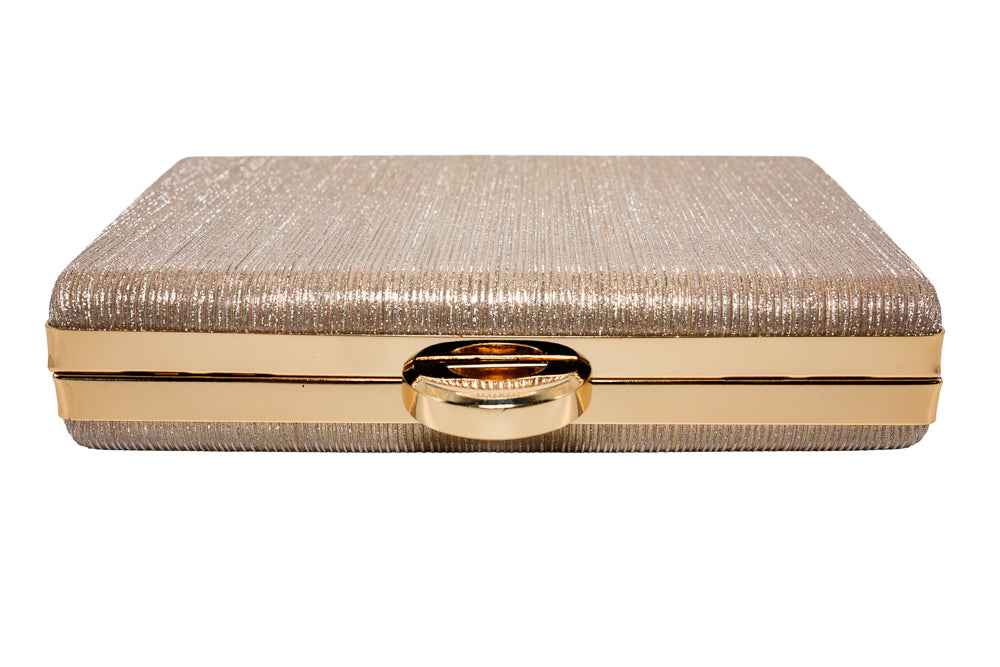 Lola Champagne Gold Shimmer Box Clutch