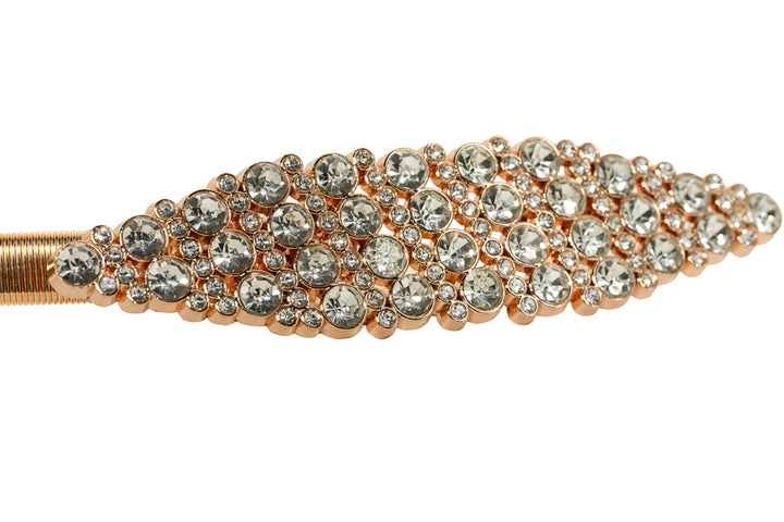 Luxury Gold Rhinestone Leaf Buckle Belt